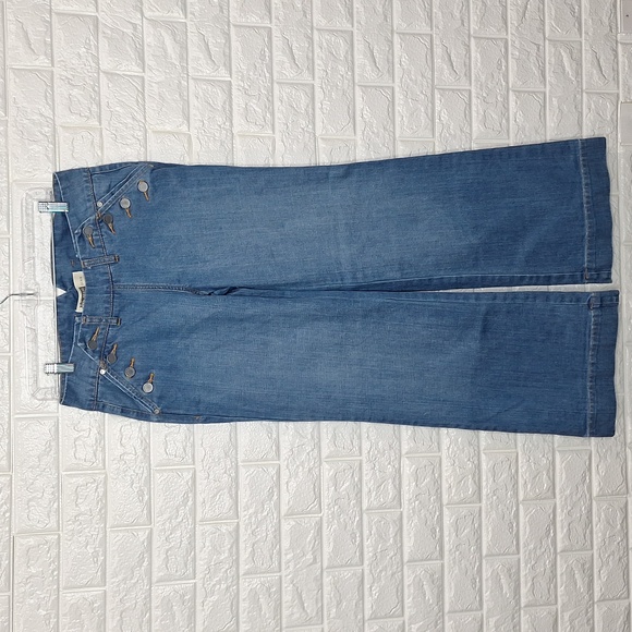 ROUTE 66 Wide Leg Sailor Jeans with Wide Hem - Picture 1 of 9